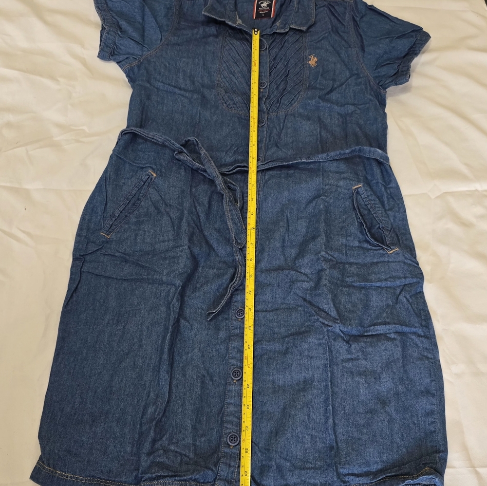 Beverly Hills Polo Club 100%cotton Blue Regular Fit Large Button Up Short Sleeve - Picture 9 of 11